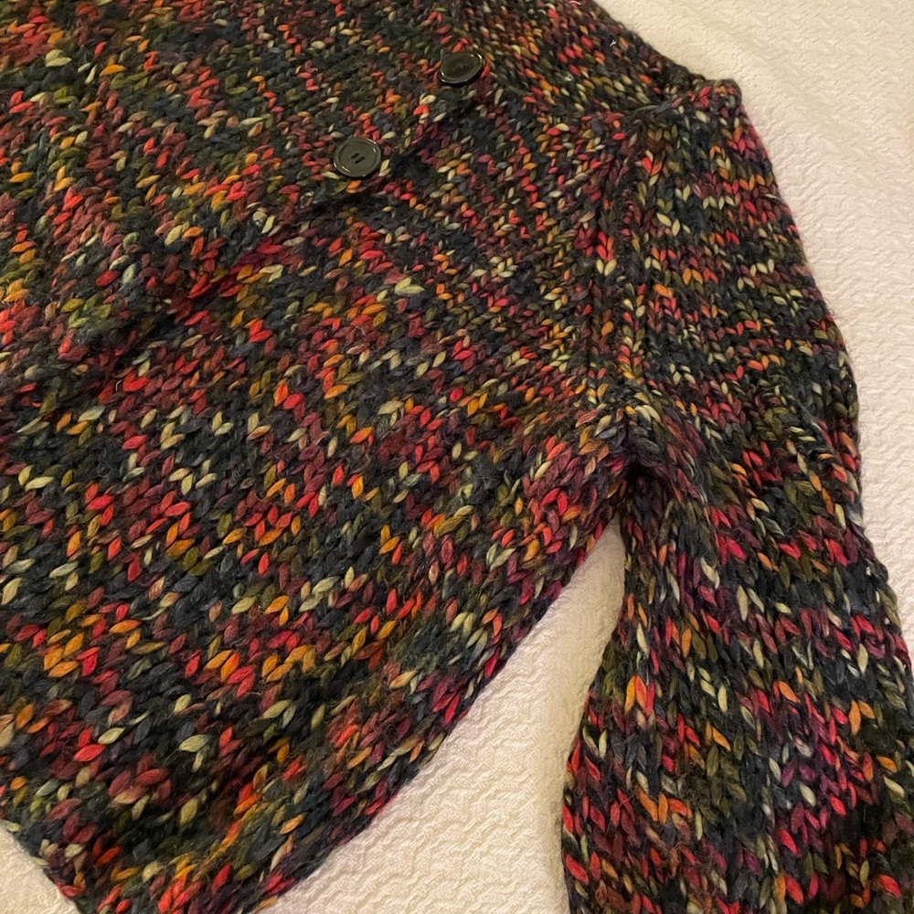 Multicolor Knit Sweater with 2 Snap/Button Detail